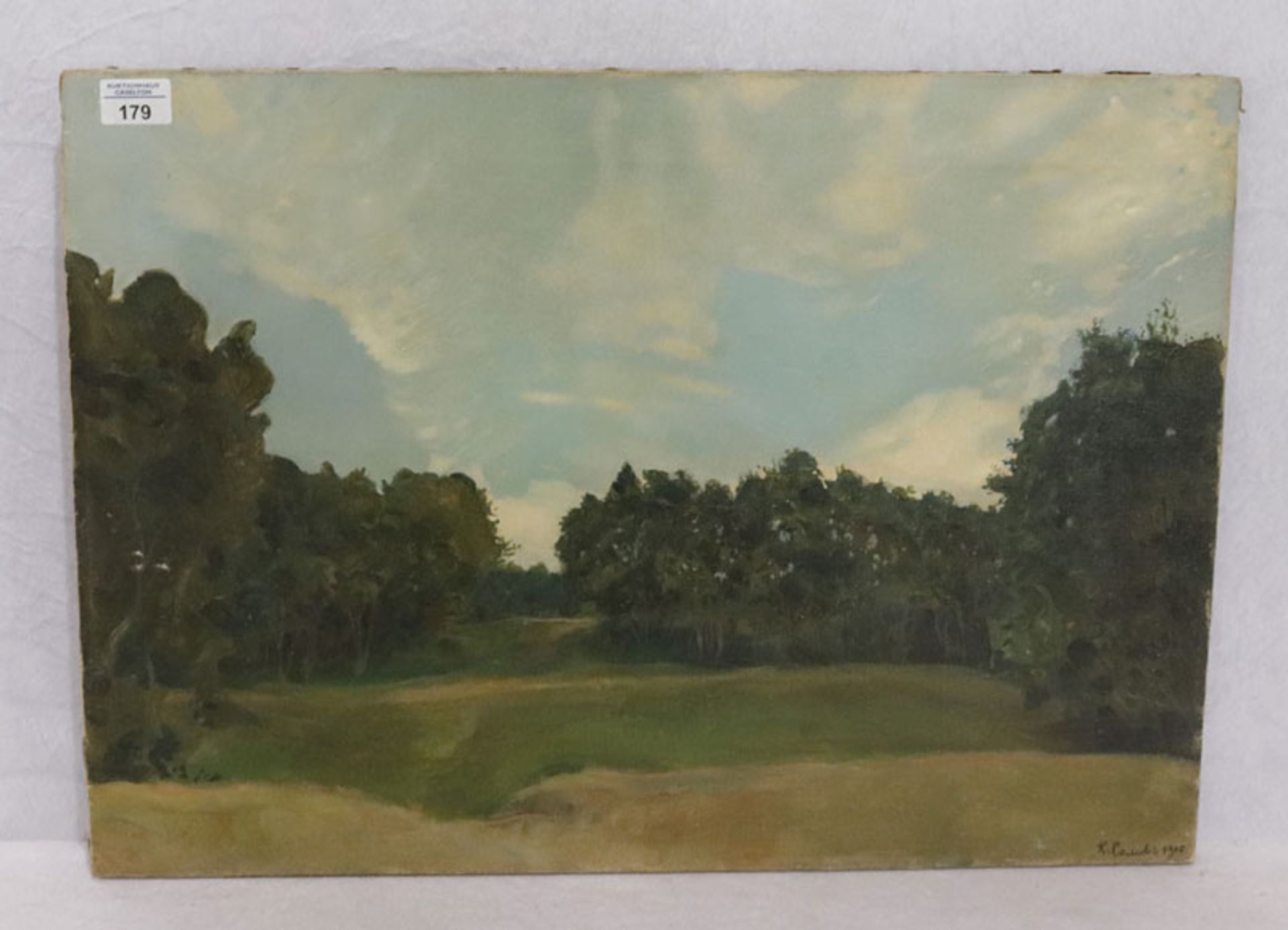 Gemälde ÖL/LW 'Waldlandschaft', signiert K. Couder ?, datiert 1900, ohne Rahmung 46 cm x 65 cm (