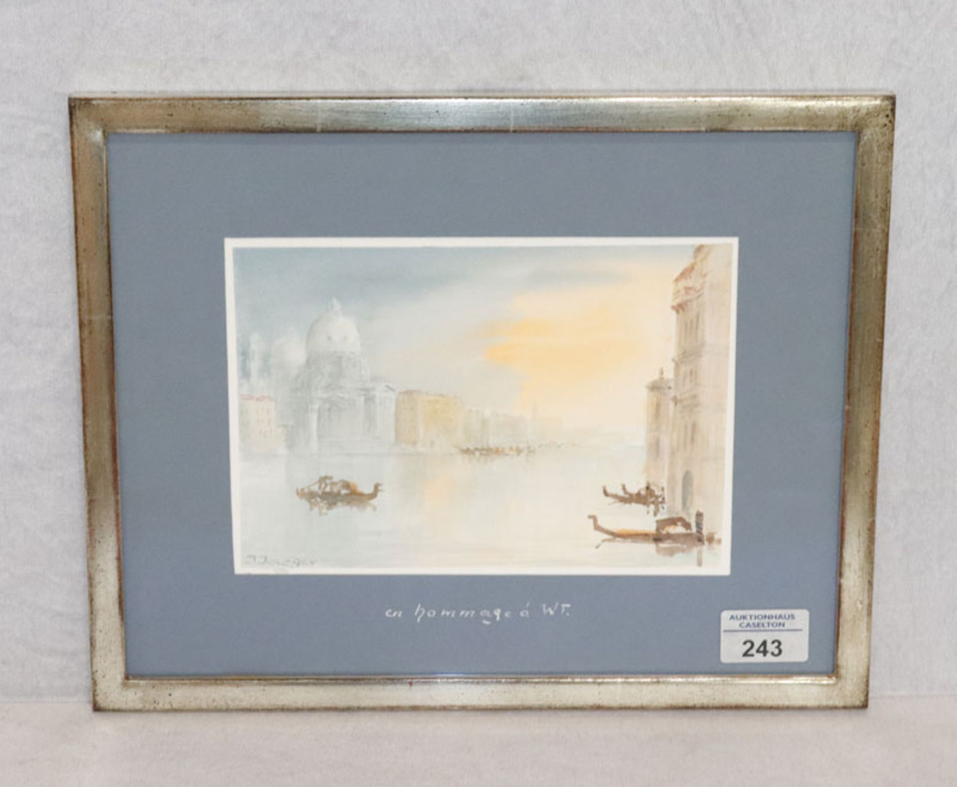 Aquarell 'Canale Grande', signiert John Jäger, datiert 84, * 13.6.1933 Köln + 2018 Garmisch-