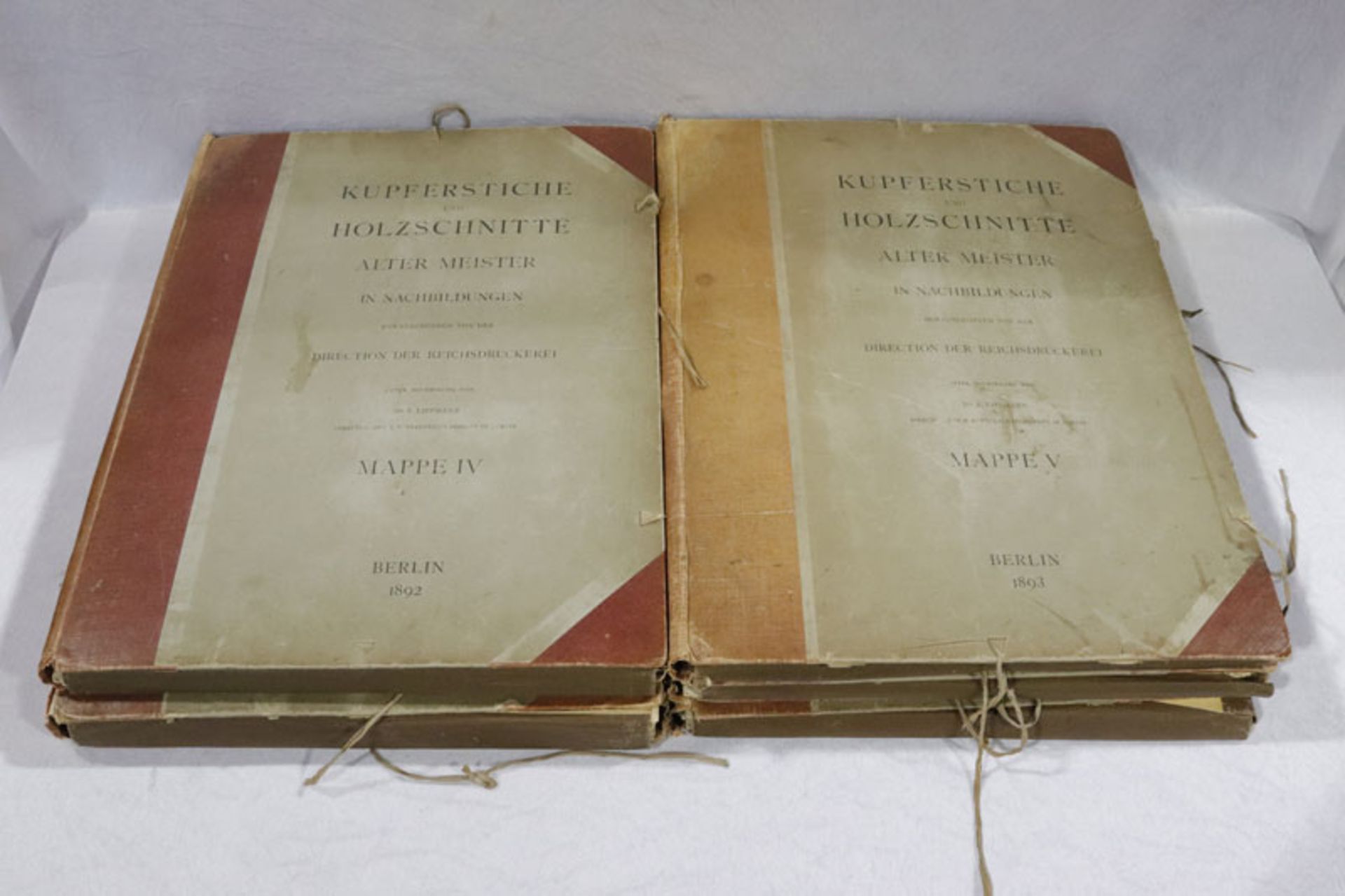 5 Mappen, 1-5, Kupferstiche und Holzschnitte alter Meister in Nachbildungen, Berlin 1889 - 1893, Dr.