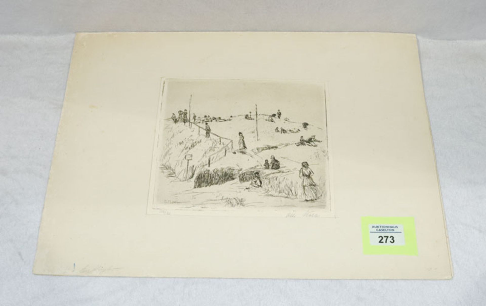 Lithographie 'Ausflügler', Nr 29/30, signiert Otto Möller, * 1883 Schmiedefeld + 1964 Berlin, in