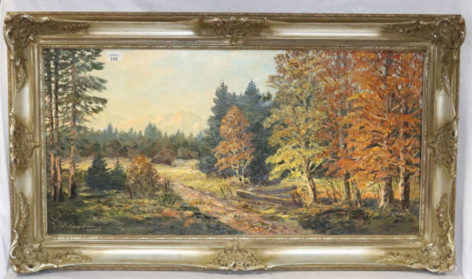 Gemälde ÖL/LW 'Herbstliche Landschafts-Szenerie', signiert Wiedemann, Ludwig, * 1934 München + 2008