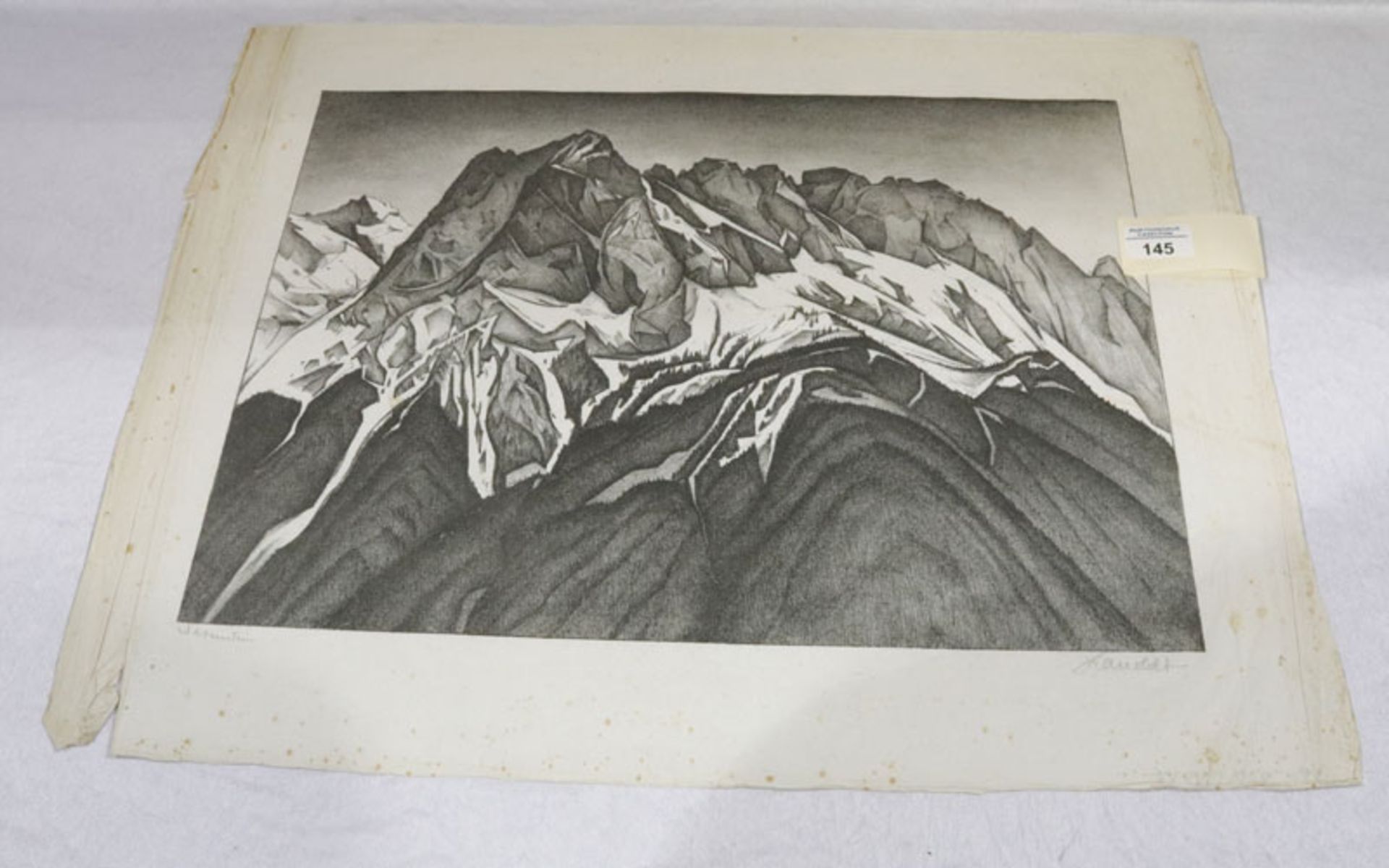 Lithographie/Japan 'Waxenstein', handbezeichnet und signiert, Alexander Kanoldt, * 1881 Karlsruhe +