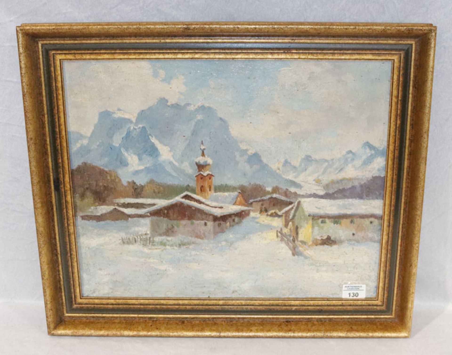 Gemälde ÖL/LW 'Lermoos im Winter', rückseitig bez. Rudolf Schramm-Zittau, * 1874 Zittau + 1950