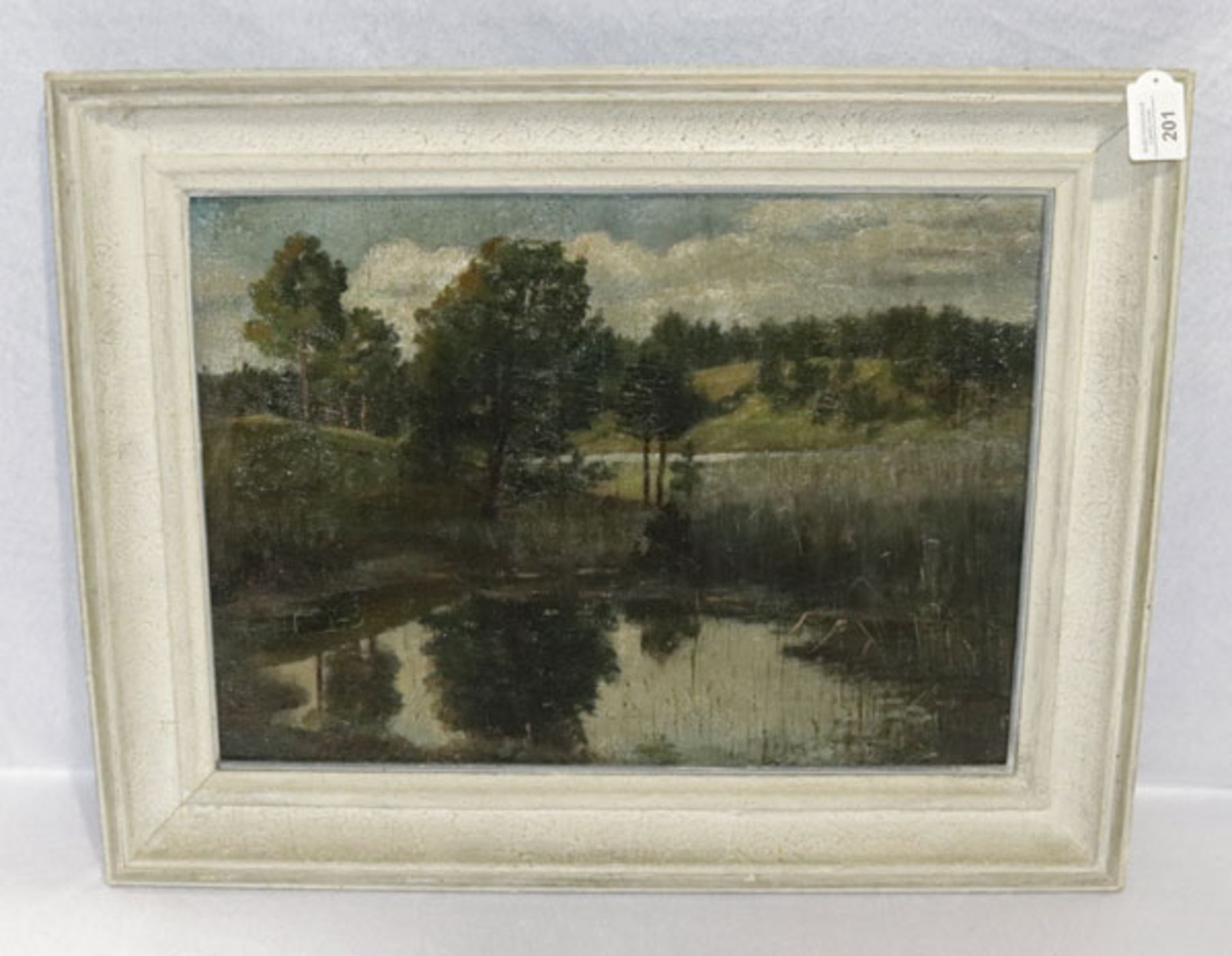 Gemälde ÖL/Malkarton 'Landschafts-Szenerie', gerahmt, Rahmen bestossen, incl. Rahmen 51 cm x 65 cm