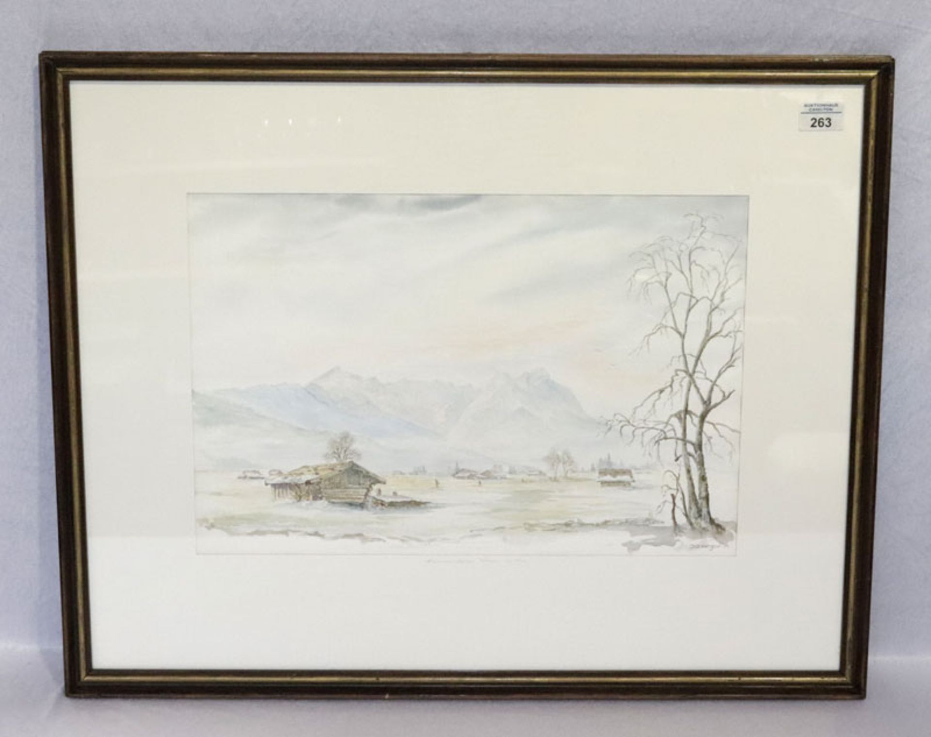 Aquarell 'Hammersbacher Wiesen im März', signiert John Jäger, datiert 84, * 13.6.1933 Köln + 2018