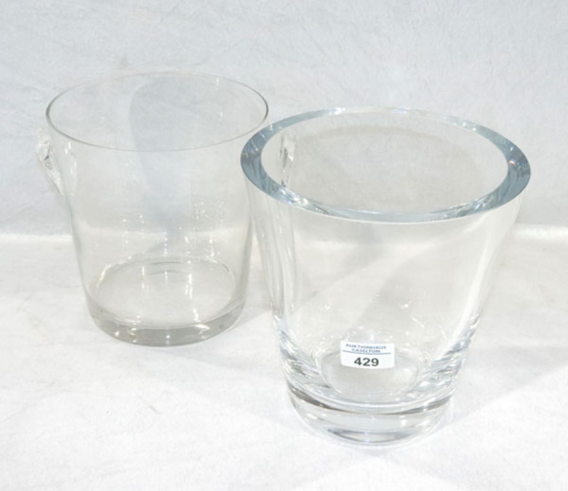 Günther Lambert Kristallglas Vase, H 22 cm, D 21 cm, leicht bestossen und Sektkühler, H 20 cm, D 22