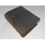 An 18thC Swedish bible printed by Carl Fredric Broocman, 1752, in leather bound cover with metal
