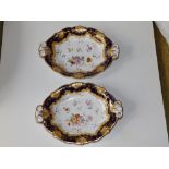 A pair of Victorian floral painted & gilded porcelain dessert dishes - red painted 'B46', 11.5"