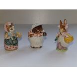 A gold backstamp Beswick Cousin Ribby and a damaged Mrs Rabbit, together with a brown backstamp