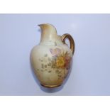 A Royal Worcester blush ivory porcelain jug painted with flowers - 1094.