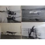 Military postcards, three Bleriot aviation photos and other postcards.