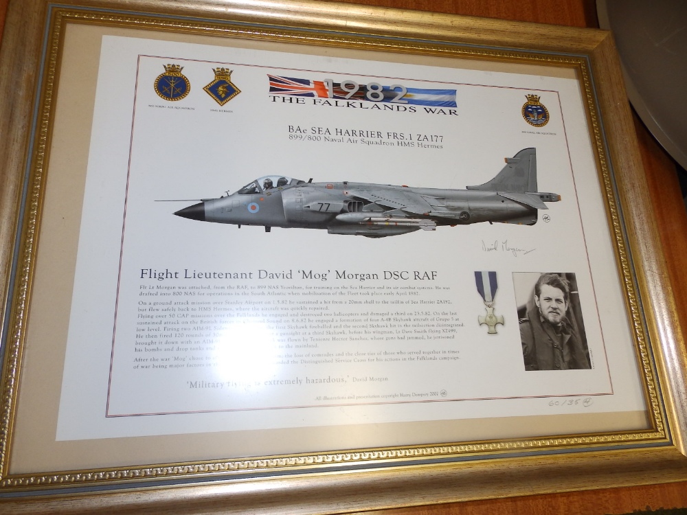 A Falklands War Limited Edition colour print signed by DSC Harrier pilot David 'Mog' Morgan.