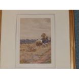 Rose Maynard Barton RWS (1856-1929) - watercolour - Haymaking, signed 7" x 4.75".