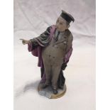 A Capodimonte biscuit porcelain figure of a schoolmaster, 9" high.