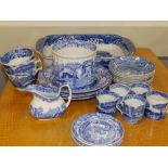 A large Copeland Spode Italian pattern blue & white vegetable dish and 26 other pieces of Italian