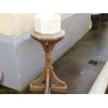 A Victorian limestone carved maritime font on wooden stand, 35" high overall , together with a plain