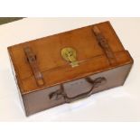 An Edwardian leather camera case, 16" across.