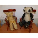 An old Merrythought jointed limb panda and a teddy bear - a/f. (2)