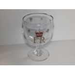 A large QEII Coronation glass goblet - marks to underside, 'EB, 2-6-53', 8.5" high.