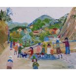 Fred Yates (1922-2008) - oil on canvas board - The Roman Bridge at Vaison-La-Romaine, Provence, with