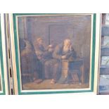 19thC School - a pair of oils on canvas - Monks at study, 14" x 12". (2)
