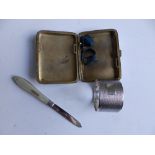 A mother-of-pearl handled Birmingham silver pen knife, a Birmingham cigarette case, 1919 and a