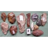 A large collection of prehistoric stone hand axes etc., mainly found in France, including one very