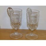 A pair of Victorian single-handled glasses bearing engraved inscriptions for 'Dean Prior', 7" high -