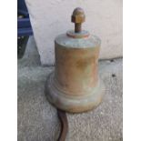 A 20thC bronze bell - 'ER', 8.5" high.