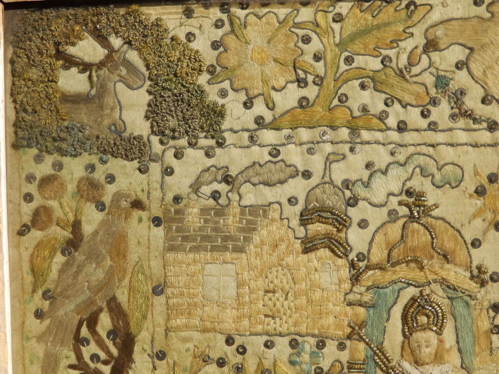 A 17thC Welsh embroidered silk panel worked by Bridget Pryce of Montgomeryshire, depicting the - Image 3 of 7