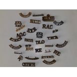 30 military brass shoulder titles.