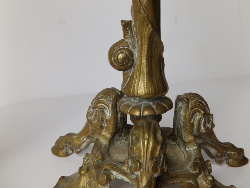 A pair of art nouveau gilt brass candlesticks, each decorated with three snails ascending the - Image 2 of 4