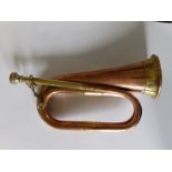 A brass-mounted copper bugle - 'B&H 400', 12".