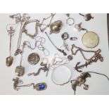 A small collection of 20thC silver, 'Sterling' and white metal jewellery.