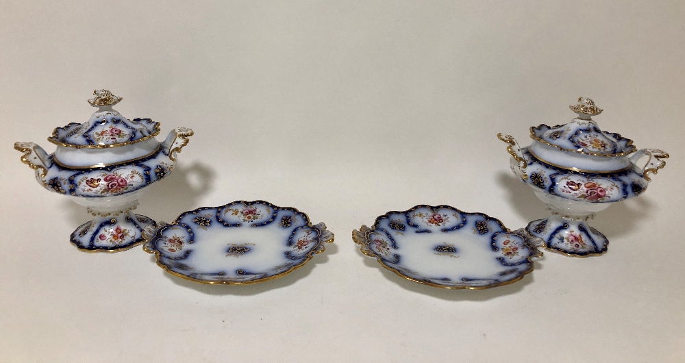 A pair of Victorian sauce tureens & covers on stands in the rococo taste, (6) - Image 2 of 2