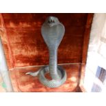 A brass study of a coiled cobra, 12.5" high.