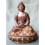 A small antique gilt bronze seated Buddha - much gilding remaining, 3.75" high.