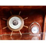 A small 20thC ship's wheel barometer and one other. (2)