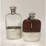 A Victorian silver hip flask, London 1898 together with a plated example. (2)