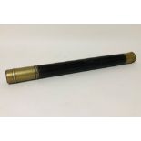 A single drawer leather bound hand-held brass telescope by Ross, London - No.50461, 21" extended.