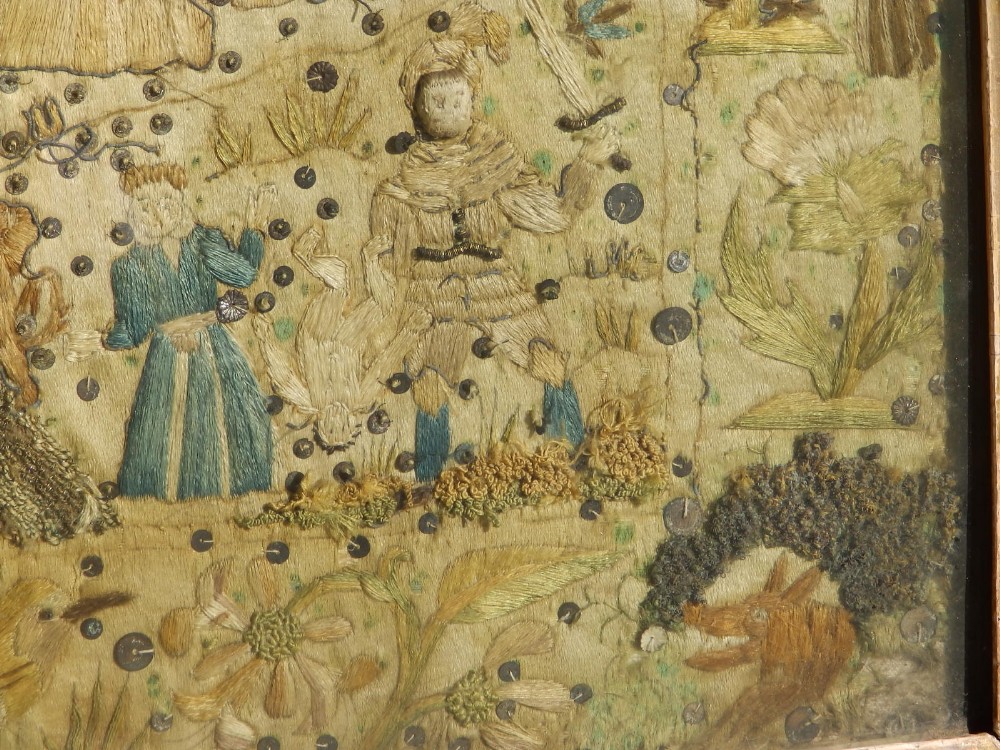 A 17thC Welsh embroidered silk panel worked by Bridget Pryce of Montgomeryshire, depicting the - Image 5 of 7