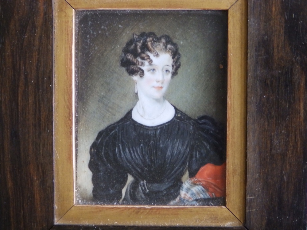 E. A. Jennings (afterwards Mrs Boyle, afterwards E.A. Vincent 1831) - watercolour miniature - Half