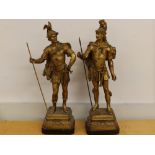 A pair of gilt spelter military figures - 'Haveroni?', 23" high - a/f.