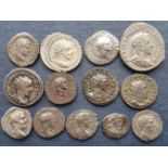 12 various Roman silver coins and one other in bronze. (13)