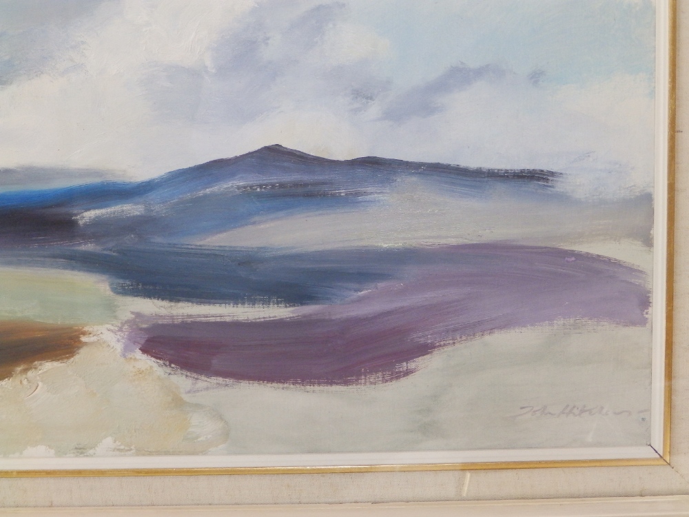 John Hitchens (born 1940) - oil on canvas - 'Hills & Cloudlights', dated 1967 to verso and inscribed - Image 6 of 8