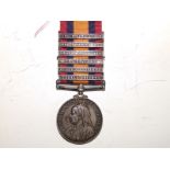 A Queen's South Africa Medal with clasps for SA 1902, SA 1901, Orange Free State, Transvaal,