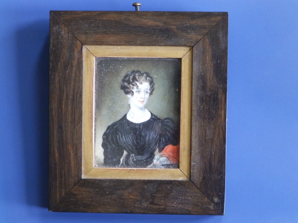 E. A. Jennings (afterwards Mrs Boyle, afterwards E.A. Vincent 1831) - watercolour miniature - Half - Image 2 of 4