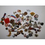 A large collection of military and other lapel badges.