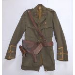 A WWI British Army dress uniform jacket worn by 2nd Lieut. G. F. Spence, West Yorkshire Regiment (