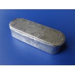 An early Victorian silver snuff box by Nathaniel Mills, having foliate engraved borders around